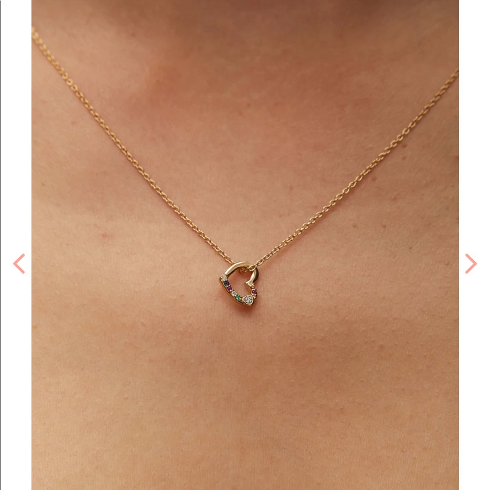 Rainbow Gems Open Heart Necklace